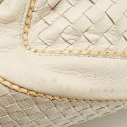 مملوكة مسبقًا Bottega Veneta Ivory/Gold Intrecciato Leather Napoli Shoulder Bag