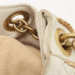 مملوكة مسبقًا Bottega Veneta Ivory/Gold Intrecciato Leather Napoli Shoulder Bag