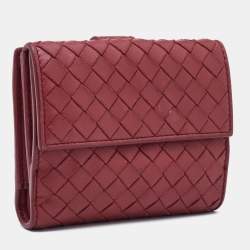 مملوكة مسبقًا Bottega Veneta Reddish Brown Intrecciato Leather French Compact Wallet