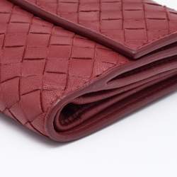مملوكة مسبقًا Bottega Veneta Reddish Brown Intrecciato Leather French Compact Wallet