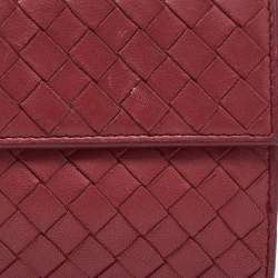 مملوكة مسبقًا Bottega Veneta Reddish Brown Intrecciato Leather French Compact Wallet