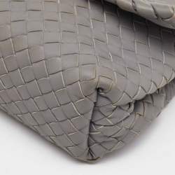 Pre Owned Bottega Veneta Grey Intrecciato Leather Baby Olimpia Shoulder Bag