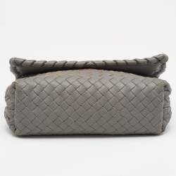 Pre Owned Bottega Veneta Grey Intrecciato Leather Baby Olimpia Shoulder Bag