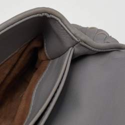 Pre Owned Bottega Veneta Grey Intrecciato Leather Baby Olimpia Shoulder Bag
