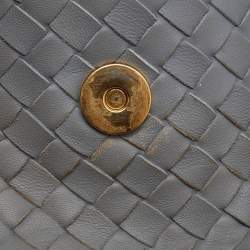 Pre Owned Bottega Veneta Grey Intrecciato Leather Baby Olimpia Shoulder Bag