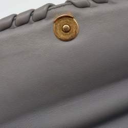 Pre Owned Bottega Veneta Grey Intrecciato Leather Baby Olimpia Shoulder Bag
