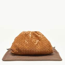 Pre Owned حقيبة صغيرة كلتش بوتيغا جلد بني فاتح