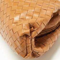 Pre Owned حقيبة صغيرة كلتش بوتيغا جلد بني فاتح