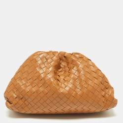 Pre Owned حقيبة صغيرة كلتش بوتيغا جلد بني فاتح