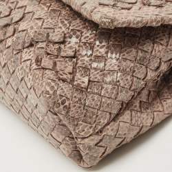 Pre Owned Bottega Veneta Beige/Black Watersnake Leather Olimpia Shoulder Bag