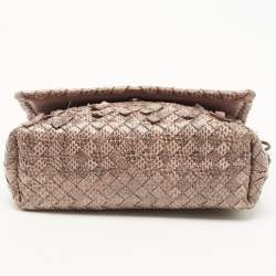 Pre Owned Bottega Veneta Beige/Black Watersnake Leather Olimpia Shoulder Bag