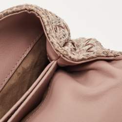 Pre Owned Bottega Veneta Beige/Black Watersnake Leather Olimpia Shoulder Bag