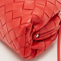 Pre Owned Bottega Veneta Red Intrecciato Leather Mini The Pouch Bag