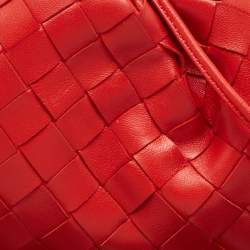 Pre Owned Bottega Veneta Red Intrecciato Leather Mini The Pouch Bag