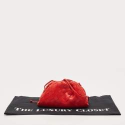 Pre Owned Bottega Veneta Red Intrecciato Leather Mini The Pouch Bag