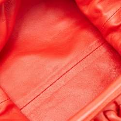 Pre Owned Bottega Veneta Red Intrecciato Leather Mini The Pouch Bag