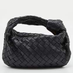مملوكة مسبقًا Bottega Veneta Black Intrecciato Leather Mini Jodie Hobo