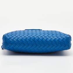 Pre Owned Bottega Veneta Blue Intrecciato Leather Nodini Crossbody Bag