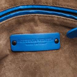 Pre Owned Bottega Veneta Blue Intrecciato Leather Nodini Crossbody Bag