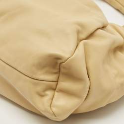 Pre Owned Bottega Veneta Beige Leather The Shoulder Pouch Hobo Bag