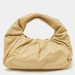 Pre Owned Bottega Veneta Beige Leather The Shoulder Pouch Hobo Bag