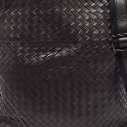 Pre Owned Bottega Veneta Brown Intrecciato Leather Messenger Bag