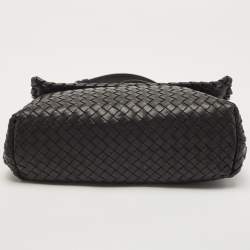 Pre Owned Bottega Veneta Black Intrecciato Leather Medium Olimpia Flap Shoulder Bag