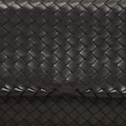 Pre Owned Bottega Veneta Black Intrecciato Leather Medium Olimpia Flap Shoulder Bag