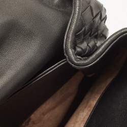 Pre Owned Bottega Veneta Black Intrecciato Leather Medium Olimpia Flap Shoulder Bag