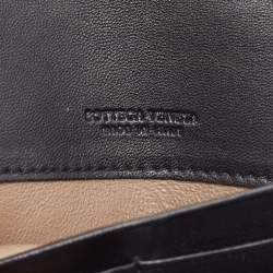 Pre Owned Bottega Veneta Black Intrecciato Leather Flap Continental Wallet