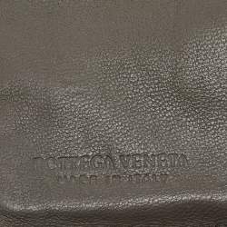 Pre Owned Bottega Veneta Grey Intrecciato Leather French Compact Wallet