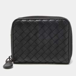 Pre Owned Bottega Veneta Black Intrecciato Leather Coin Purse