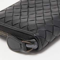 Pre Owned Bottega Veneta Black Intrecciato Leather Coin Purse