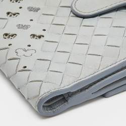 مملوكة مسبقًا Bottega Veneta Blue Intrecciato Leather Butterfly French Wallet