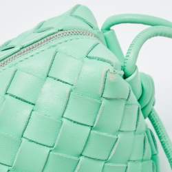 مملوكة مسبقًا Bottega Veneta Light Green Intrecciato Leather Mini Loop Camera Crossbody Bag