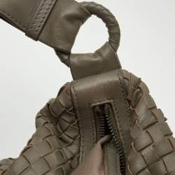 Pre Owned Bottega Veneta Grey Intrecciato Leather Hobo
