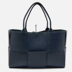 Bottega Veneta Deep Blue Intrecciato Leather Medium Arco Tote