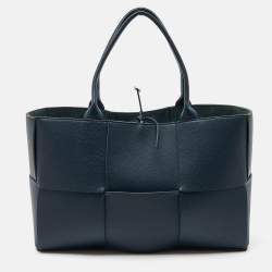 Bottega Veneta Deep Blue Intrecciato Leather Medium Arco Tote