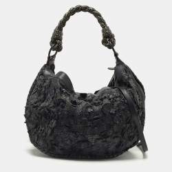 GUCCI MONOGRAM BLACK MEDIUM TOP HANDLE INDY HOBO BAG - CRTBLNCHSHP