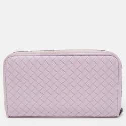 Pre Owned محفظة بوتيغا فينيتا جلد انترشياتو بني ثنائي اللون بسحاب دائري