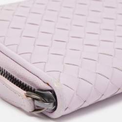 Pre Owned محفظة بوتيغا فينيتا جلد انترشياتو بني ثنائي اللون بسحاب دائري