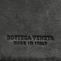 مملوكة مسبقًا Bottega Veneta Black Intrecciato Leather French Compact Wallet