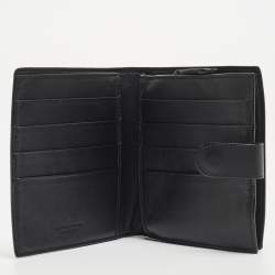 مملوكة مسبقًا Bottega Veneta Black Intrecciato Leather French Compact Wallet