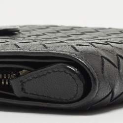 مملوكة مسبقًا Bottega Veneta Black Intrecciato Leather French Compact Wallet