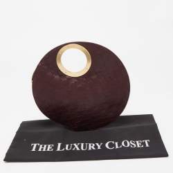 مملوكة مسبقًا Bottega Veneta Burgundy Intrecciato Leather BV Round Rim Clutch