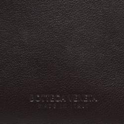 Pre Owned Bottega Veneta Brown Intrecciato Leather Zip Card Holder 