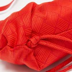 Pre Owned Bottega Veneta Red Increcciato Fabric The Point Triangle Crossbody Bag