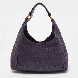 Pre Owned Bottega Veneta Purple Intrecciato Leather New Ball Hobo