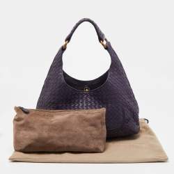 Pre Owned Bottega Veneta Purple Intrecciato Leather New Ball Hobo