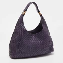 Pre Owned Bottega Veneta Purple Intrecciato Leather New Ball Hobo